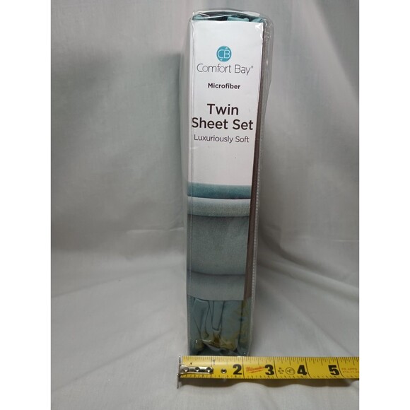 Comfort Bay Twin Size Sheet Set Blue 3pc Microfiber Luxuriously Soft Bedding - Picture 4 of 5